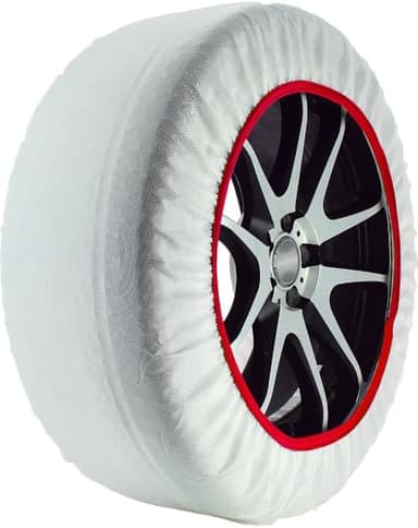 Start Set 2 Calze da Neve Bianche | Taglia M| Omologate EN 16662-1 | in Tessuto | Adatte per Auto - SUV - Veicoli Commerciali | Protezione Cerchi | Facili da Montare | Misura Pneumatico all'Interno