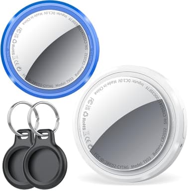 Air Tracker Tag, Smart Tag Compatibile con Apple Dov'è (Solo iOS), Localizzatore Chiavi con Custodia Protettiva/Portachiavi, Trova Oggetti per Valigie/Bagagli/Portafogli, Batteria Sostituibile 2 pezzi
