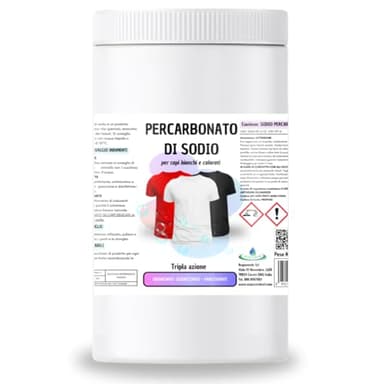 acquaverde | Percarbonato di Sodio Puro 1 Kg, Smacchiante, Sbiancante ed Igienizzante, Ecologico per il Bucato da 100 a 500 Lavaggi, Smacchiatore Bucato Efficace
