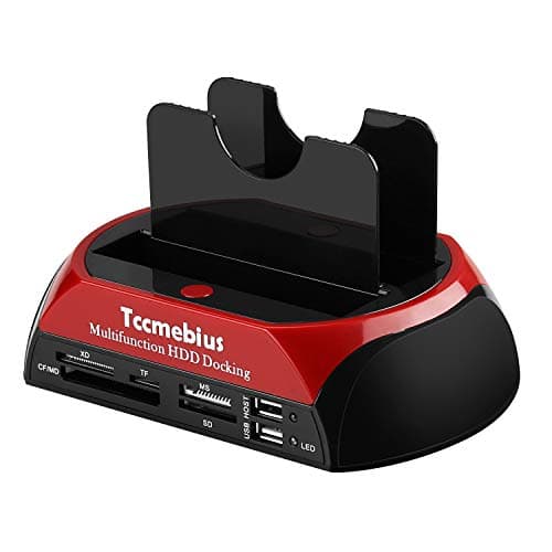 Tccmebius TCC-S862-DE USB 2.0 a SATA IDE Dual-Bay HDD Disco Rigido Docking Station con Lettore di Schede e USB 2.0 Hub per 2.5 3.5 Pollice IDE SATA I / II / III HDD SSD