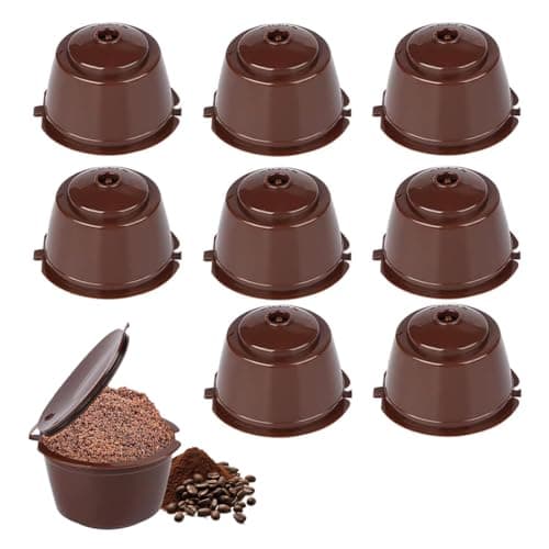 Capsule di caffè riutilizzabili Filtro di ricambio, 9 Pezzi Capsule Caffè Riutilizzabili per Dolce Gusto, per capsule di caffè ricaricabili con cucchiaio e set di spazzole