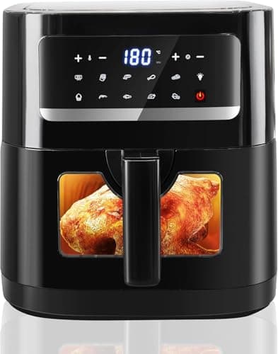 Friggitrice ad Aria Calda da 7L, Emphsism 1700W 7 Litri Friggitrice ad Aria Calda con Finestra di Visualizzazione, Friggitrice ad Aria Calda10 Programmi con Touch Screen