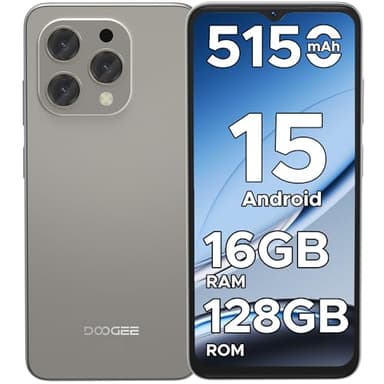 DOOGEE N55 Smartphone Android 15, 16GB+128GB/2TB TF, 90Hz 6.56" HD+ Display, Telefono Cellulare 13MP+8MP Fotocamera, Telefono 5150mAh Batterie, 4G Dual SIM/Widevine L1/Face Unlock, Naturale