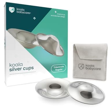 Koala Babycare - Coppette Paracapezzoli in Argento Trilaminato - Standard Size - Aiutano a Prevenire e Lenire le Ragadi al Seno durante l’Allattamento -Dispositivo Medico Classe 1