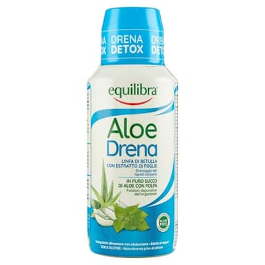 Equilibra Integratori Alimentari, Aloe Vera Drena, Integratore a Base di Aloe Vera per il Drenaggio dei Liquidi Corporei e la Funzionalità delle Vie Urinarie, con Succo di Mela, Bottiglia da 500 ml