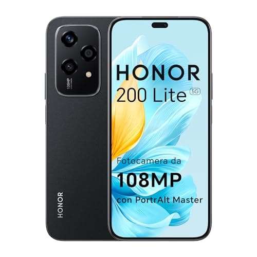 HONOR 200 Lite Smartphone 5G Dual SIM NFC, 8GB RAM 256GB Memoria, 6.7 pollici AMOLED Eye-Care Display telefono Android 14, 108MP+50MP, Capsula Magica, 4500 mAh, Midnight Black [Versione italiana]