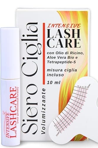 10ml Siero ciglia alla Cheratina Rinforzante con Peptidi Bioattivi, Olio di Ricino e Aloe Vera Biologica per un Effetto a Lungo Termine Volumizzante e Allungante. Formula Naturale Senza Alcol
