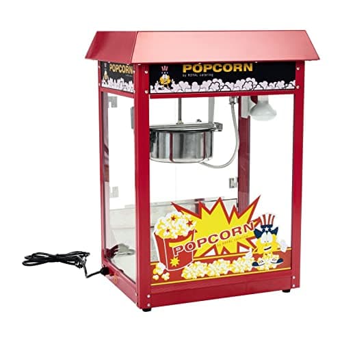 Royal Catering Macchina per Pop Corn Macchina per Fare i Pop-Corn RCPS-14 (Tetto rosso, Ciclo di Lavoro 120 s, 1.495 W, 250 °C)