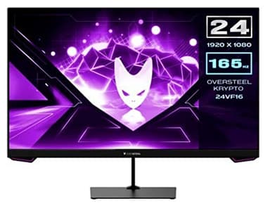 Oversteel - KRYPTO Monitor da gioco LED 24'' FullHD (1920x1080), pannello VA, 16:9, 1ms, 165 Hz, HDMI, Display Port, nero