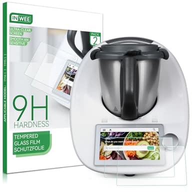 Inwee Pellicola Protettiva per Vorwerk Bimby TM6, Protezione Schermo in Vetro Temperato 9H, Accessori Bimby Resistenti e Antigraffio [Confezione da 2]