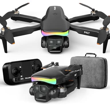 F417 Drone Con Telecamera ESC HD 1080P Per Bambini Adult,LED Motore Brushless Strisce,Quadcopter Pieghevole FPV Live Video RC Mini Drone Doppia Fotocamera,3D Flip,Altitude Hold,Regalo Ragazze Ragazzi