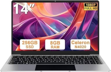 bvate PC Portatile 14 Pollici Computer Portatile 8GB RAM 256GB SSD RPM 600 Notebook Celeron Fino a 2.8Ghz Laptop Win 11 con Mouse Wireless & Adesivi per Tastiera Italiana-Argento