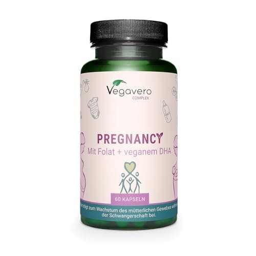 Multivitaminico Gravidanza | Acido Folico + B12 + Omega 3 (DHA) | 11 Vitamine e 5 Minerali | Anche per Allattamento | Senza Addittivi | No OGM | Vegan | 60 Capsule | Vegavero®