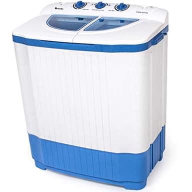 tectake® Mini Lavatrice con Centrifuga Mulifunzione 2 in 1, Lavatrice Portatile da 4,5 kg, Lavabiancheria portatile con Timer, 2 Funzioni di Lavaggio, Ideale per Campeggio o Piccoli Ambienti - Bianco
