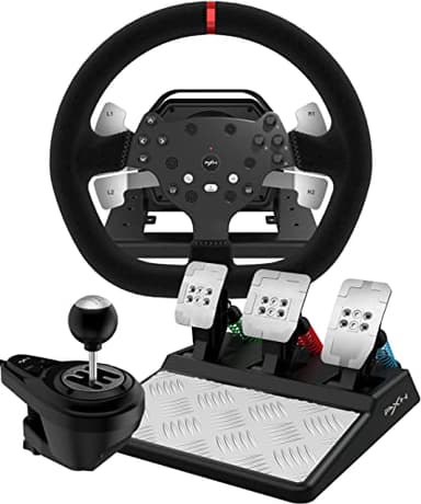 PXN V10 Force Feedback Volante, Rotazione di 270/900°, Volante con Pedali e Leva di Cambio, Tool App, PC Volante, Volante per PC, PS4 e Xbox