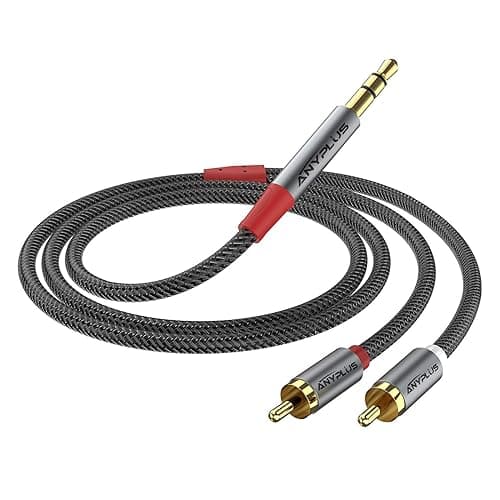 ANYPLUS 【0.5M】Cavo Audio Stereo, Sdoppiatore 2 RCA to Jack 3.5, Treccia di Filo di Fesce, per Cellulare, Tablet, PC, iPod, Amplificatore, Altoparlante, TV, DVD,Etc