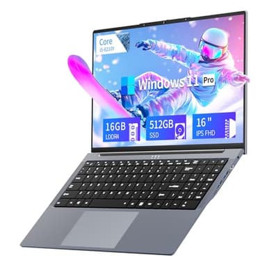 16 Pollici Notebook, Core I5-8210Y CPU Win11 PC Portatile, Notebook 16GB RAM 512GB SSD, Laptop Sblocco con Tastiera Retroilluminata, 1920 * 1080 IPS Full HD Schermo, Mini HDMI/Type-C/TF Card Slot