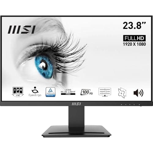 MSI PRO MP243X Monitor 24" IPS FHD (1920x1080), 100Hz, 1ms, altoparlanti integrati, Eye-friendly, FreeSync, 1x HDMI e 1x DP, VESA