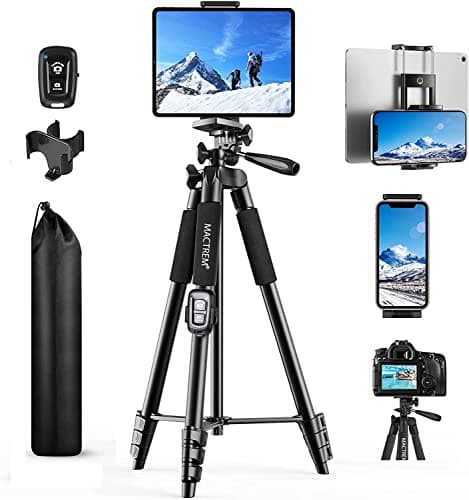 Treppiede Smarthphone, Nuovo 165cm/65in Treppiedi Fotocamera Cavalletto Smartphone per iPhone/Samsung/Huawei/iPad/Reflex, Cavalletto Telefono con Supporto Telefono e Telecomando Bluetooth