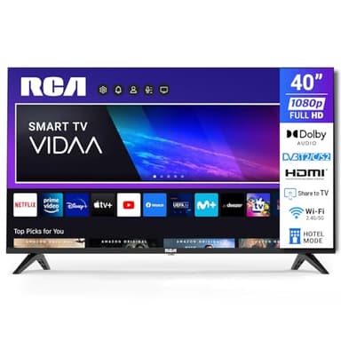 RCA Smart TV 40 Pollici VIDAA Full HD Triplo Tuner DVB-T/T2-C-S/S2, Wi-Fi, HDMI, USB, CI/CI+, Modalità Hotel (VRS40FQ1, 2024)