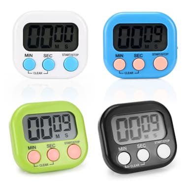 4 Pezzi Timer Cucina 4 Colori Timer Visivo Bambini Timer Digitale Cronometro Timer Cucina Magnetico Conto Alla Rovescia Multifunzione Regolabile Allarme Forte Per Cucinare,Palestra,Sport,Esami,Giochi