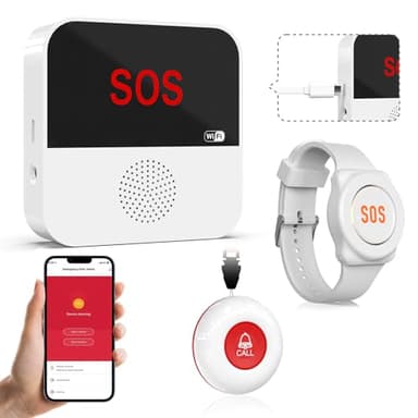 ChunHee WiFi Pulsante Emergenza Anziani Salvavita Anziani Sistema di Allarme di Emergenza per i Cittadini Anziani Pazienti Disabili Anziani (Supporto solo 2.4GHz Wi-Fi)