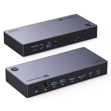 UGREEN Revodok Max 313 Docking Station Thunderbolt 4 40Gbps 13 In 1 Triplo Schermo 4K60Hz 8K30Hz HDMI DisplayPort, Lettore Schede SD TF 4.0, Gigabit Ethernet, Jack 3.5 mm, Alimentazione DC 140W