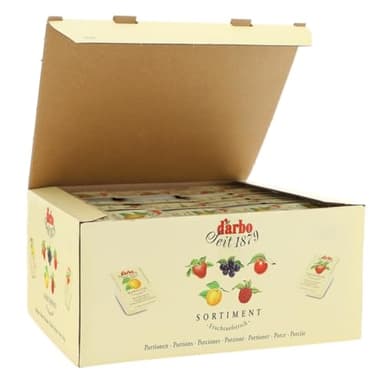 Darbo, Confetture Spalmabili Assortite, Mix di Marmellata al Lampone, Fragola, Albicocca, Ciliegia e Mirtillo Nero, Confezione da 100 Confetture da 25 g, 20 Porzioni per Gusto, Formato Convenienza