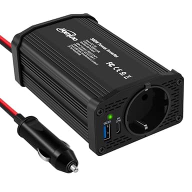 Hoenjuno Inverter di Potenza, Invertitore 300W per Auto, Convertitore da 12V a 220-240V con Doppia Porta di Carica USB da 4.8A ~ Carica Laptop, iPad, iPhone, Tablet, Console e Molto Altro