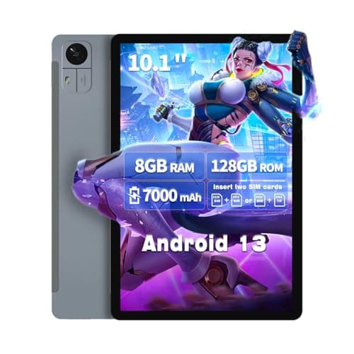 Ekonavi Tablet 10.1 pollici, Dual 4G LTE Metal Tablet Android 13, Unisoc T606 1.8GHz CPU 8GB+128GB SSD Gaming Tablets, Fotocamera 13MP+5MP, Batteria 7000mAh, Supporta 5G WiFi, BT5.0, GPS, OTG, 438.5g