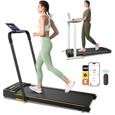 UREVO Tapis Roulant per Casa con APP, 3 in 1 Walking Pad Pieghevole con Doppio Assorbimento Degli Urti, ‎1-10 km/h, Tapis Roulant Pieghevole Elettrico con Telecomando e LED per Casa/Ufficio