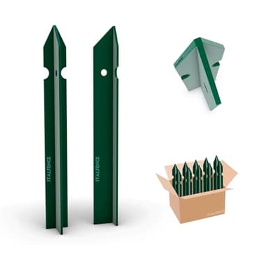 Italfence - Palo a T in ferro plastificato per recinzione verde (Tutte le misure) [H 250cm, 30x30x3mm, 10 pezzi]