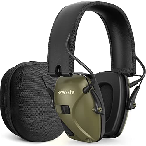 awesafe Cuffie da Tiro Elettronico Cuffie Antirumore per Tiro e Caccia, Amplificazione Sonora e Riduzione del Rumore, Viene con custodia rigida protettiva,NRR 24dB, Verde