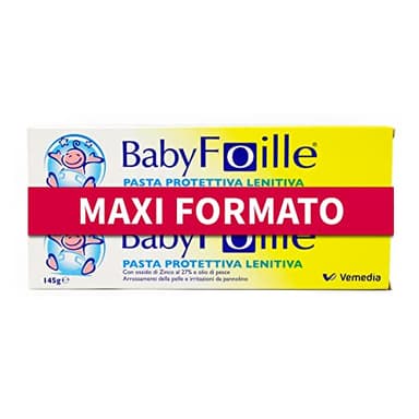 Foille Baby, Pasta protettiva e lenitiva neonato, Per arrossamenti della pelle e irritazione da pannolino nei bambini, Con Ossido di Zinco e Olio di Pesce, Senza Parabeni, 2 tubetti da 145 g