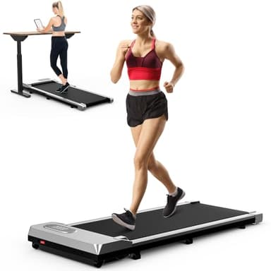 Tapis roulant salvaspazio, 1-8km/h, 2.5HP, Schermo LCD ad alta definizione, 2 metodi di controllo, Walking pad mini, Carico massimo di 120 kg, Tapis roulant elettrico (Argento)