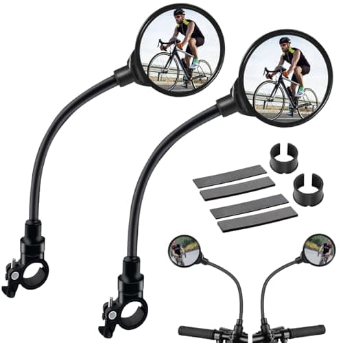 HyAdierTech 2 Pezzi Specchietto Bicicletta, 360° Ruotabile a Tubo Lungo Specchietto Retrovisore Grandangolare, Specchio per Bici Universale Sinistro e Destro per E-Bike, Bici Da Corsa, Escooer