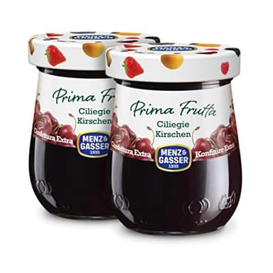 Menz&Gasser, Marmellata di Ciliegie Prima Frutta, con 50% di Frutta, Realizzata con Frutta di Alta Qualità IQF, Lavorata con Passione in Trentino-Südtirol, Naturalmente Senza Glutine, Vegan, 2x340g