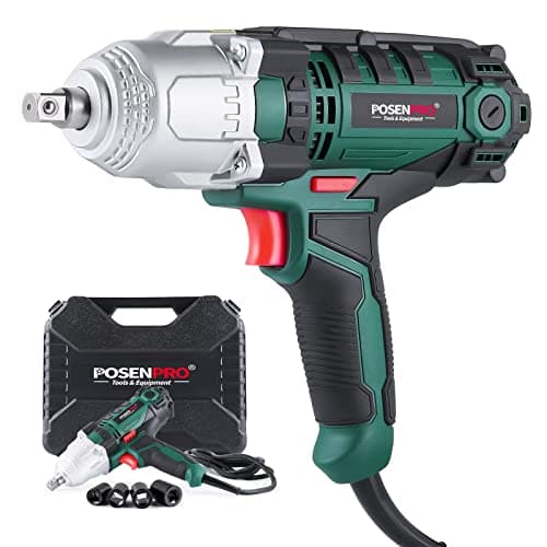 POSENPRO Avvitatore a impulsi 550 W, Avvitatori a Massa Battente, Coppia massima 500N.m, Fornito in una scatola con 4 prese (17, 19, 21 e 22 mm)