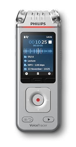 Philips VoiceTracer DVT4115, registratore vocale, 8 GB, MP3, 3 microfoni HIFI, AI Sembly per il riconoscimento vocale di più persone, creazione automatica dei riassunti delle riunioni