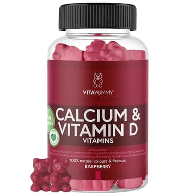 VitaYummy Orsetti Vegan di Calcio e Vitamina D3 al Sapore di Lampone - Vitamine per Bambini e Adulti - Supporta il Sistema Immunitario - Favorisce la Salute dei Denti e delle Ossa - 60 Orsetti