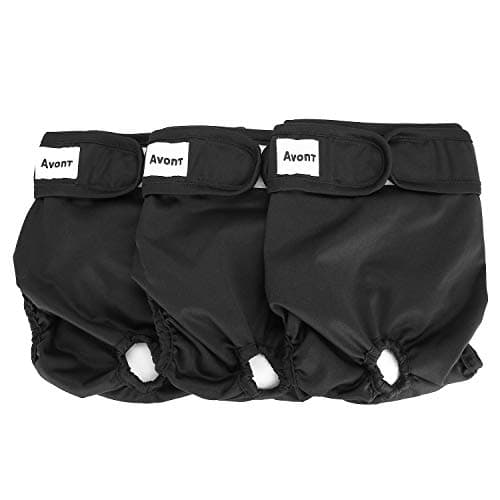 Avont Pannolini Cane Lavabili[3 Pezzi], Mutandina per Cane Femmina Altamente Assorbenti, Impermeabile e Riutilizzabili, Lavabili in Lavatrice -Nero