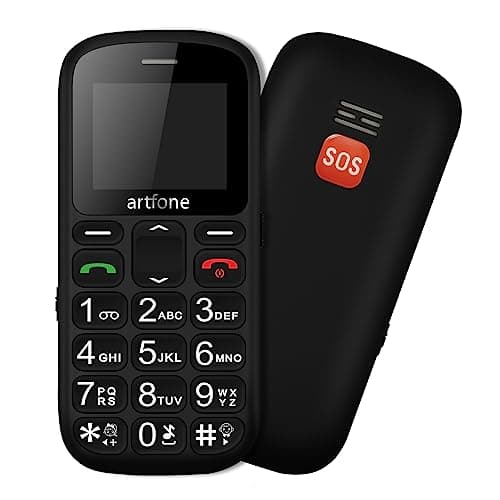 artfone CS181 Telefono Cellulare per Anziani con Tasti Grandi, Funzione SOS, 1.8" Display, Doppia SIM, Chiamata Rapida, Torcia, Radio FM Suono Alto, 800mAh Batteria, Fotocamera, Noir