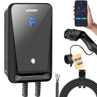 LEFANEV Tipo 2 Wallbox 7,4KW Colonnina Ricarica Auto Elettrica,32A Monofase EV Charger IEC 62196-2 con Controllo App,Potenza Regolabile