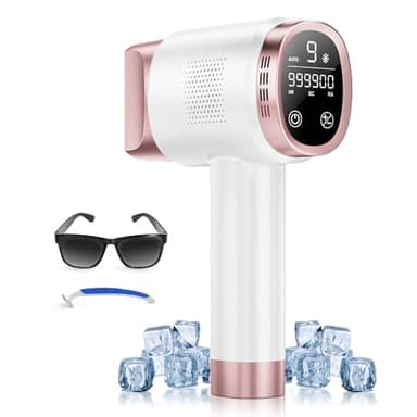 Epilatore Luce Pulsata IPL con Funzione Avanzata 3 in 1, Alta Energia 21J,999,900 Flashes, Energia di 9 Livelli,Perfetto per Donne, Uomo, Uso Domestico-Depilazione con raffreddamento,oro rosa
