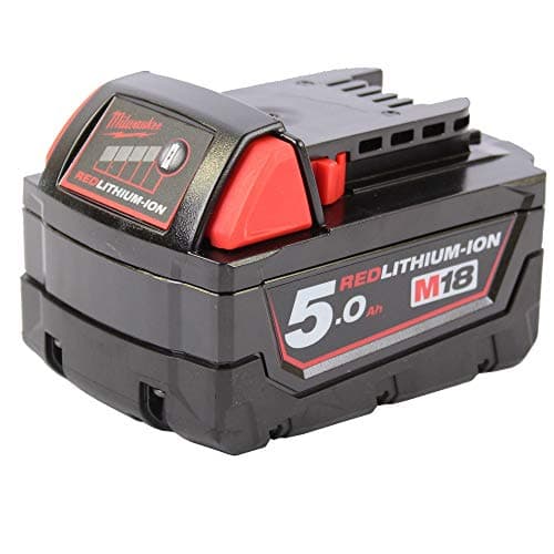 Milwaukee Batteria M18B5 5.0Ah Rossa e Nera Ioni di Litio