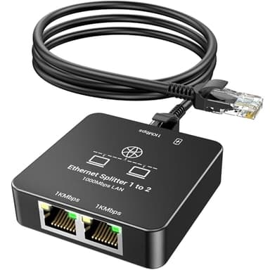 KiwiBird sdoppiatore ethernet 2 Porte, Splitter Mini Switch gigabit 1 Ingresso 2 uscite, sdoppiatore LAN Cavo RJ45 1000Mbps per Cat 8 7 6 5e 5 Compatibile con Router PC Fisso Mac TV Box PS5 PS4