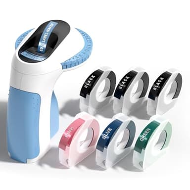 Phomemo Etichettatrice Portatile, E975 Stampante Etichette Adesive,3D Etichettatrice a Rilievo, etichettatrice etichette adesive con 6 Nastro per Etichette per Ufficio,Cucina