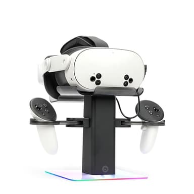 Growalleter Dock di ricarica per Oculus/Meta Quest 3S/Quest 3/Quest 2/Quest Pro, luce LED RGB, supporto di ricarica verticale e controller - solo ricarica per cuffie VR (nero)