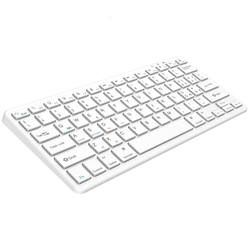 Tastiera Bluetooth per iPad, tastiera Bluetooth compatibile con iPad 10.2/9.7, iPad Pro 11/iPad Pro 12.9, iPad Air/iPad Mini/iPhone, tastiera wireless Bluetooth per Windows, iOS, Android,Bianco