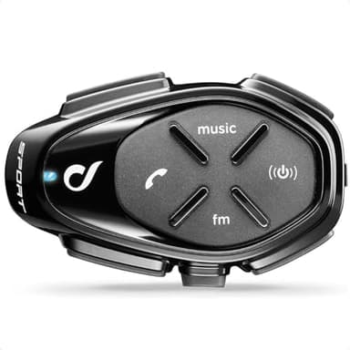 INTERPHONE SPORT - Singolo - Interfono Bluetooth da casco per comunicazione in moto, Fino a 4 motociclisti, Distanza 1Km, Autonomia 20 ore, MP3, GPS, Impermeabile, Universale.